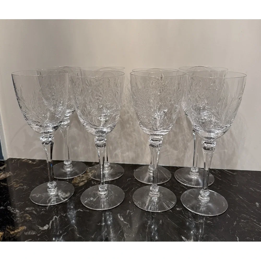 MCM Tiffin-Franciscan Mirabelle Water Goblets Wine Glasses Set For 8